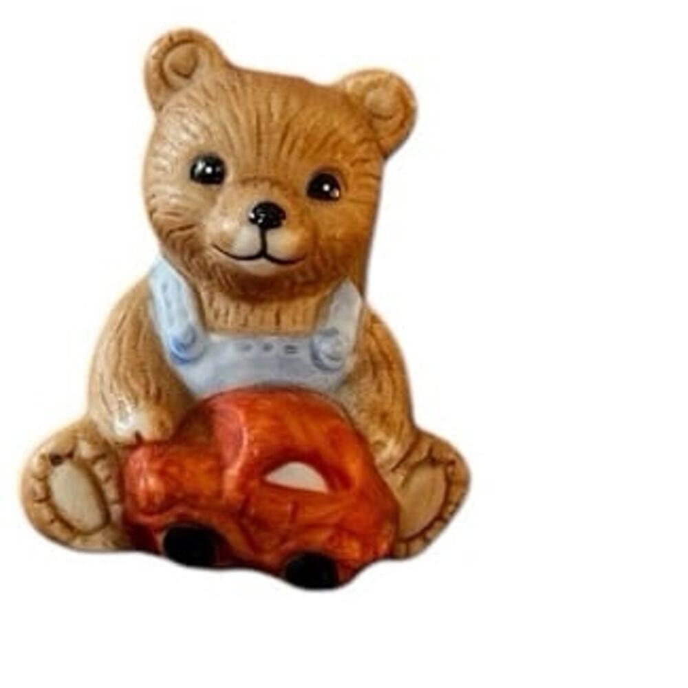 Vintage Porcelain Bear/ Car Figurine, 1"  High